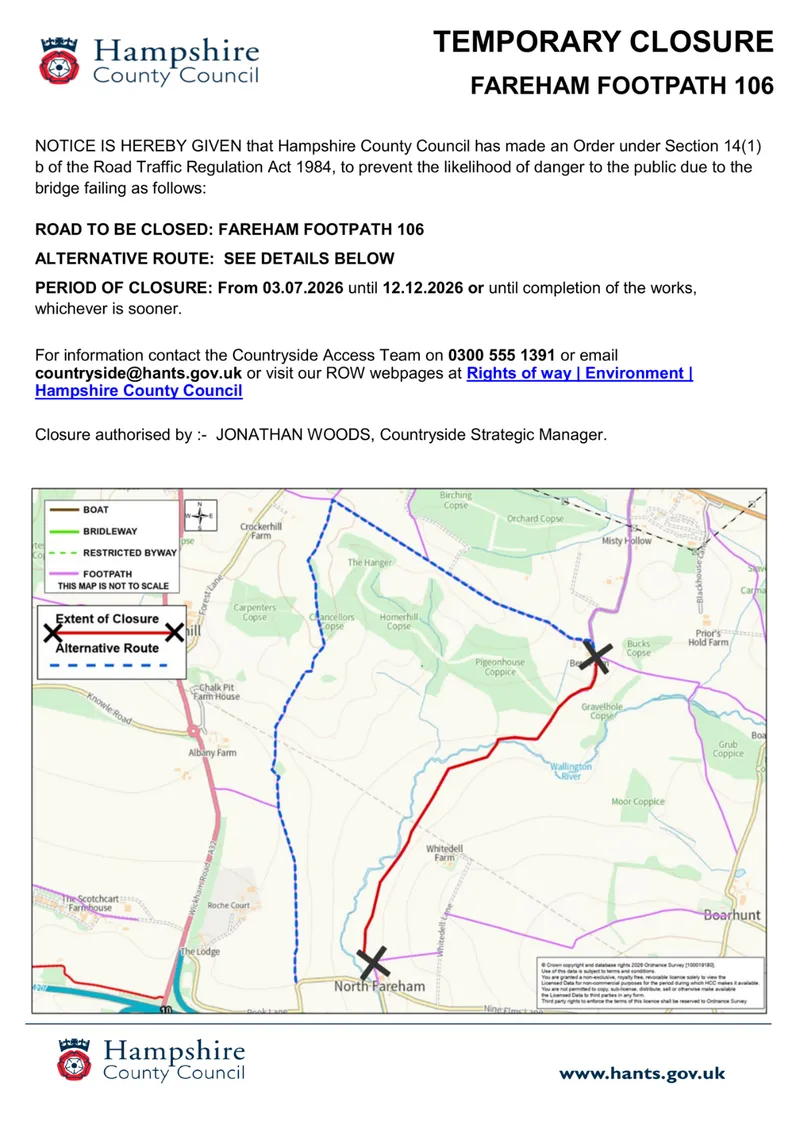 Council notice regarding path closure